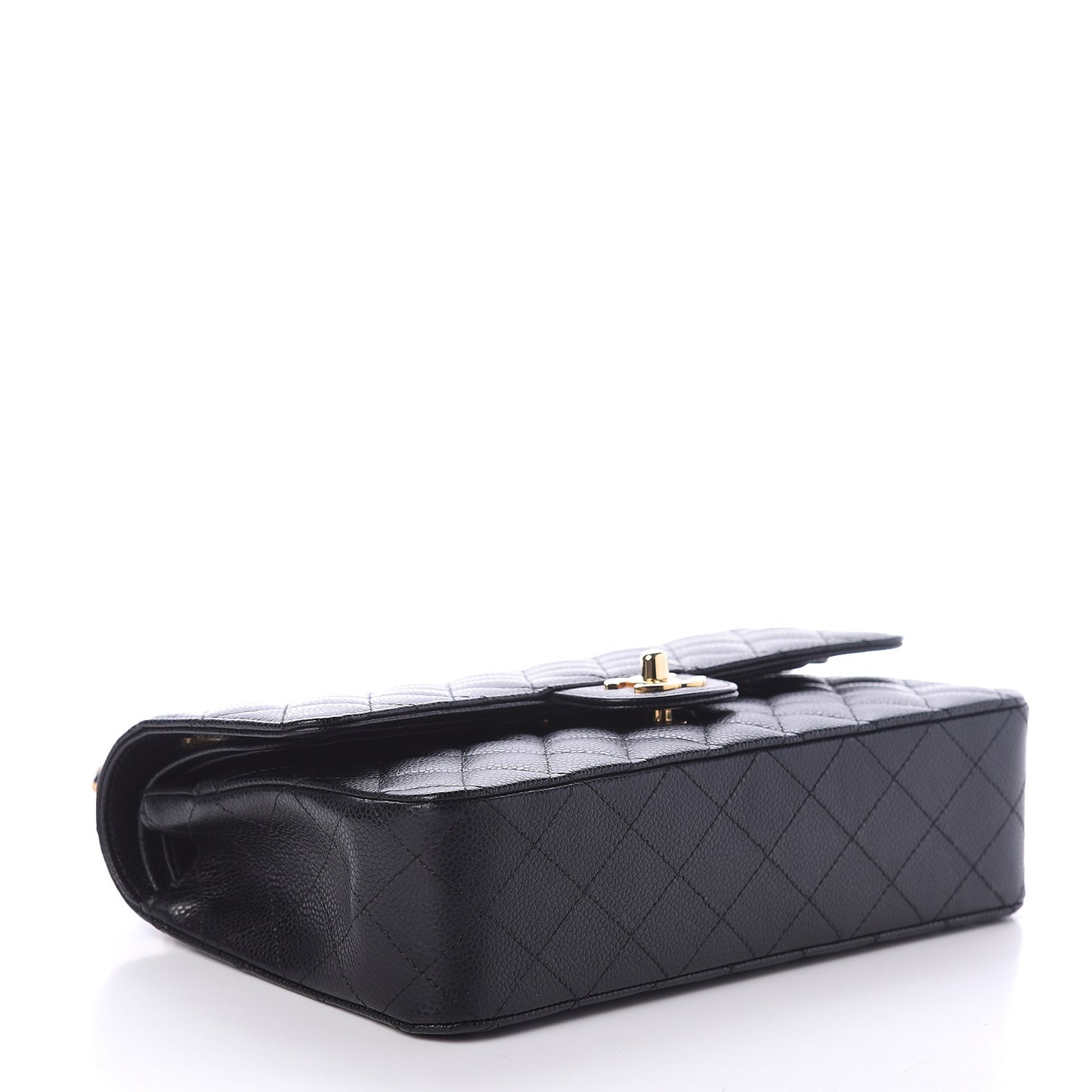 Caviar Quilted Medium Double Flap Black