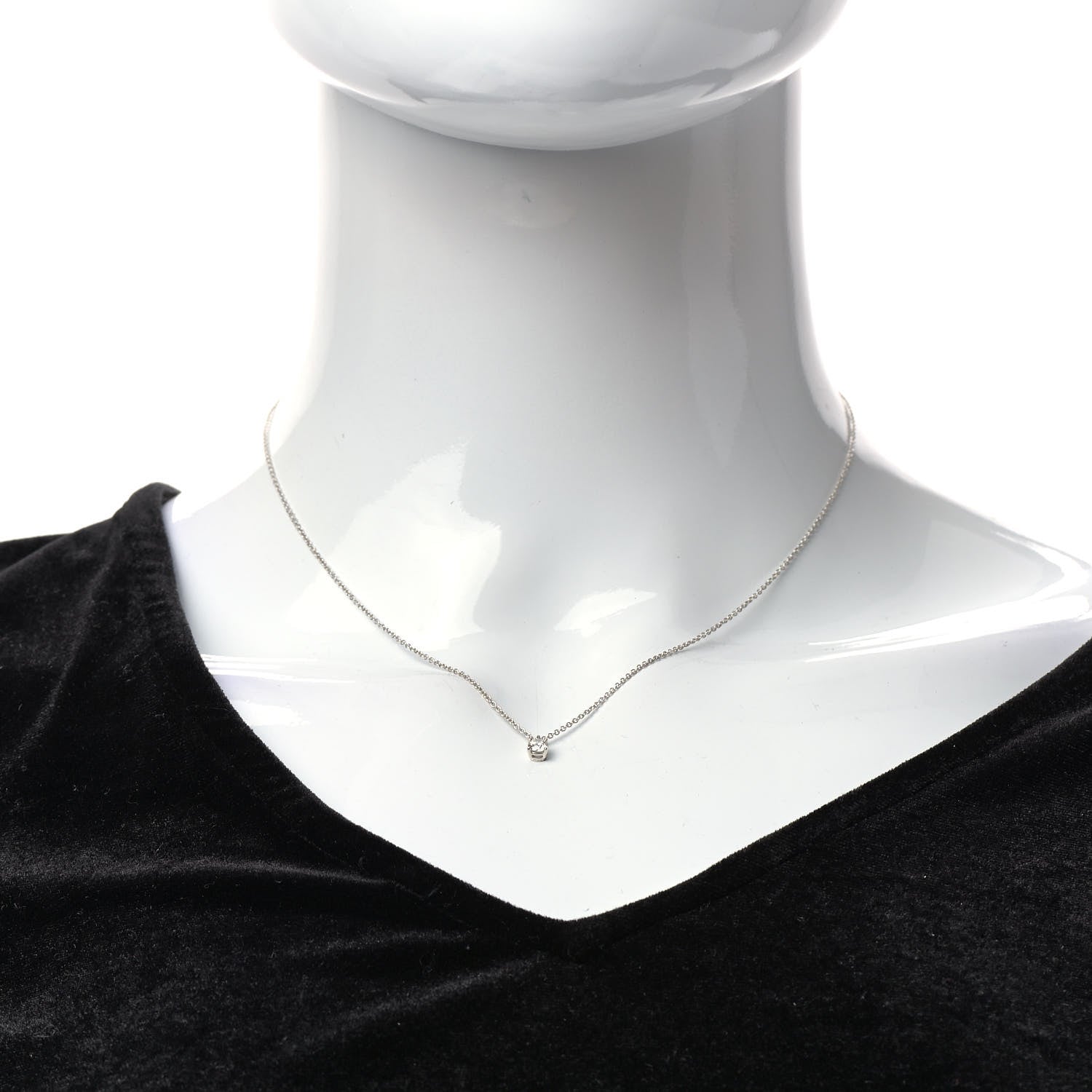Tiffany Platinum Diamond .19ct Solitaire Pendant Necklace 2 of 6