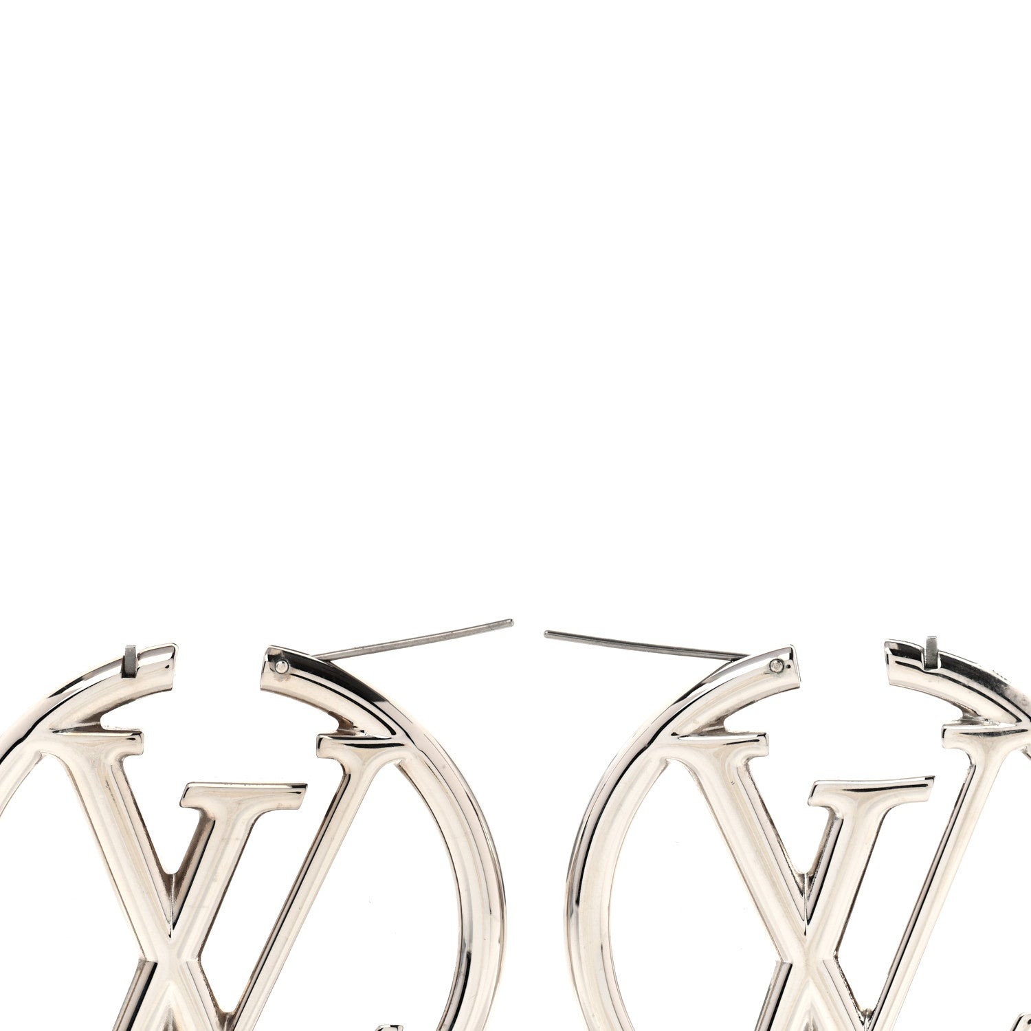 Louis Vuitton Palladium Louise Hoop Earrings Silver 3 of 6