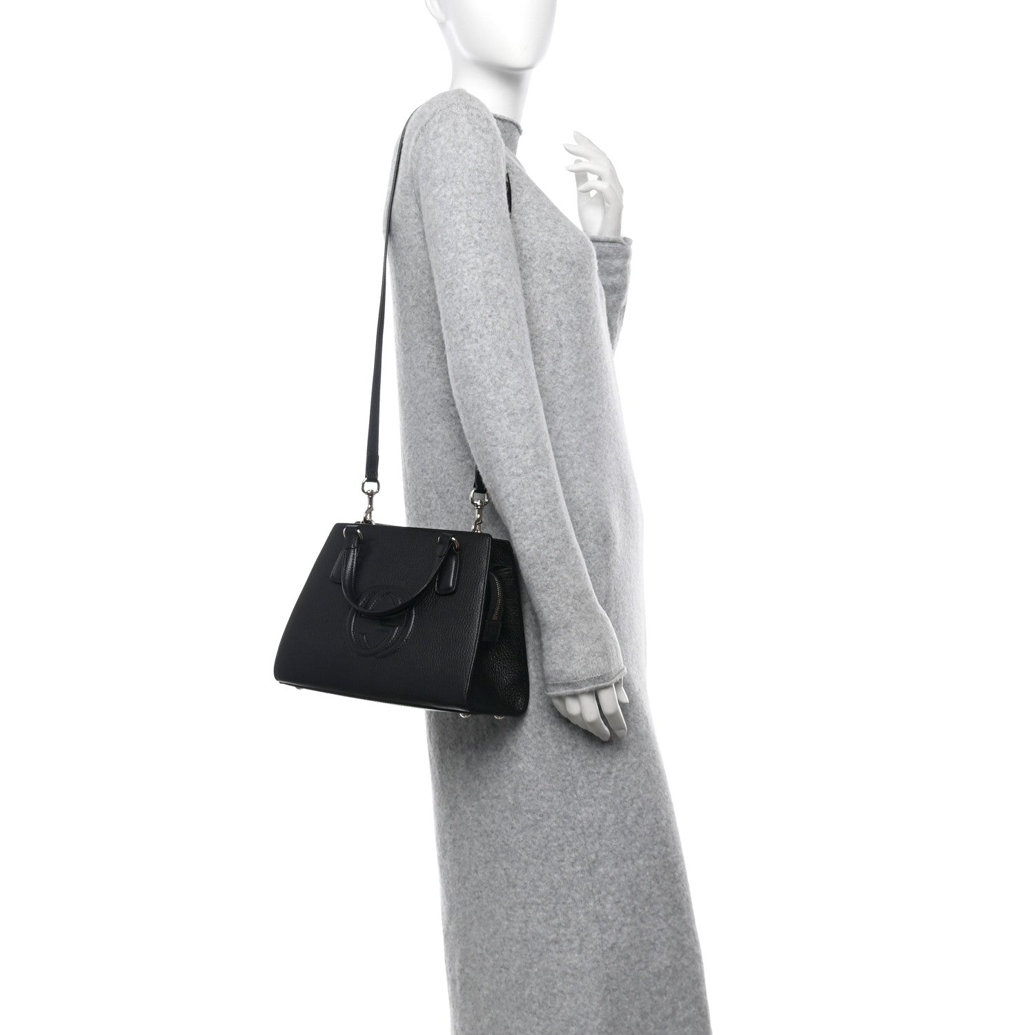 Gucci Pebbled Calfskin Medium Soho Top Handle Satchel Black 2 of 10
