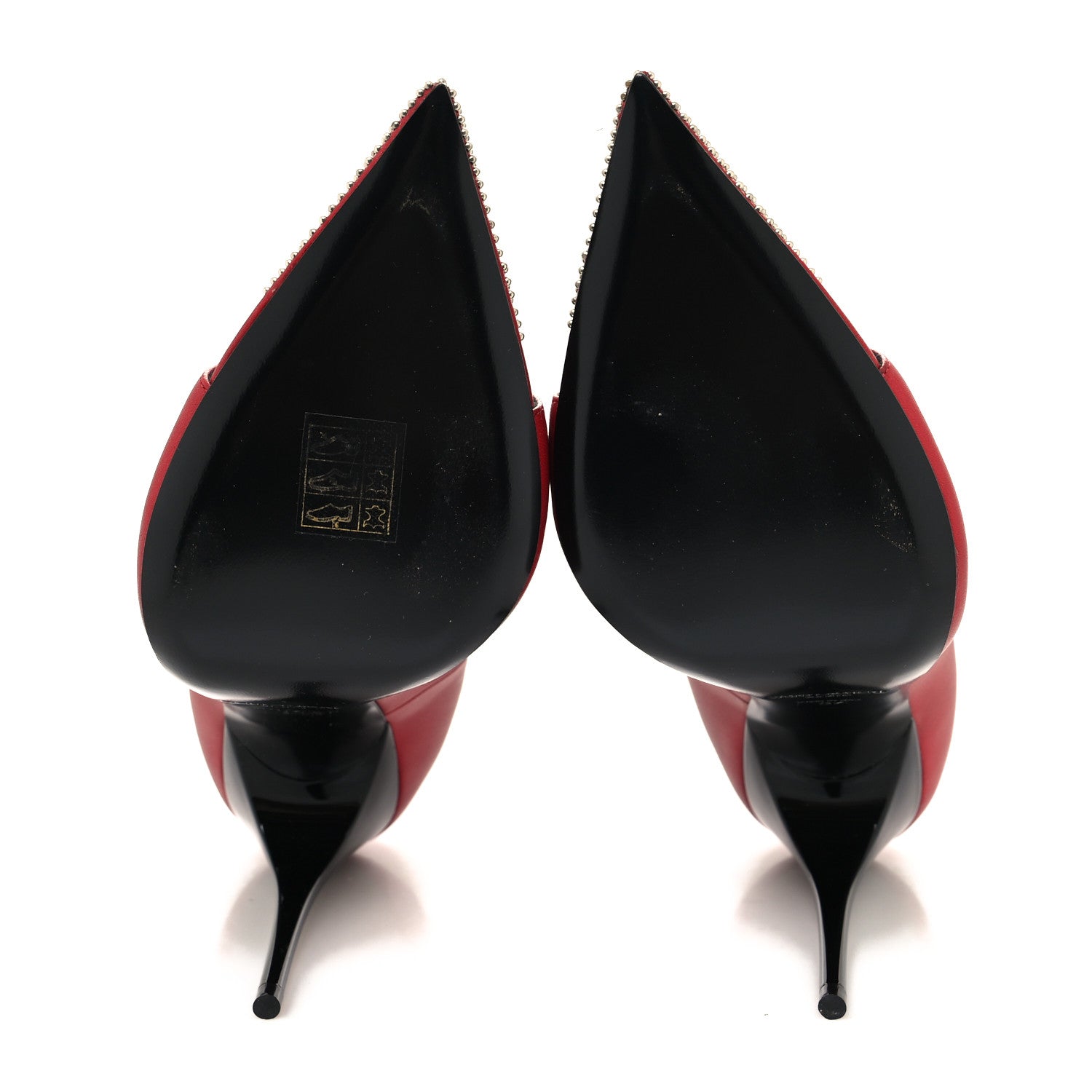 Saint Laurent Nappa Studded Palace 105 Open Toe Pumps 37 Rouge Eros 5 of 8