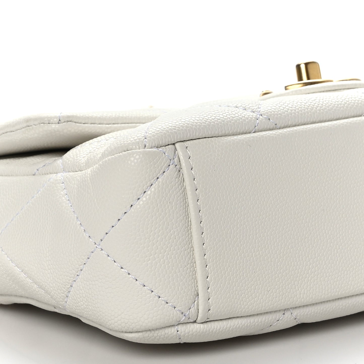 Caviar Quilted Small Twist Your Buttons Flap White