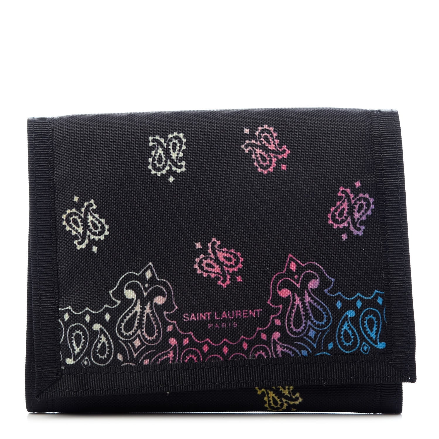 Saint Laurent Nylon Print Bandana Tiny Buffalo Wallet Black 1 of 6