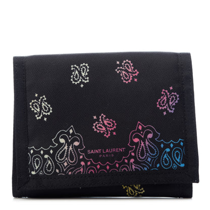 Saint Laurent Nylon Print Bandana Tiny Buffalo Wallet Black 1 of 6