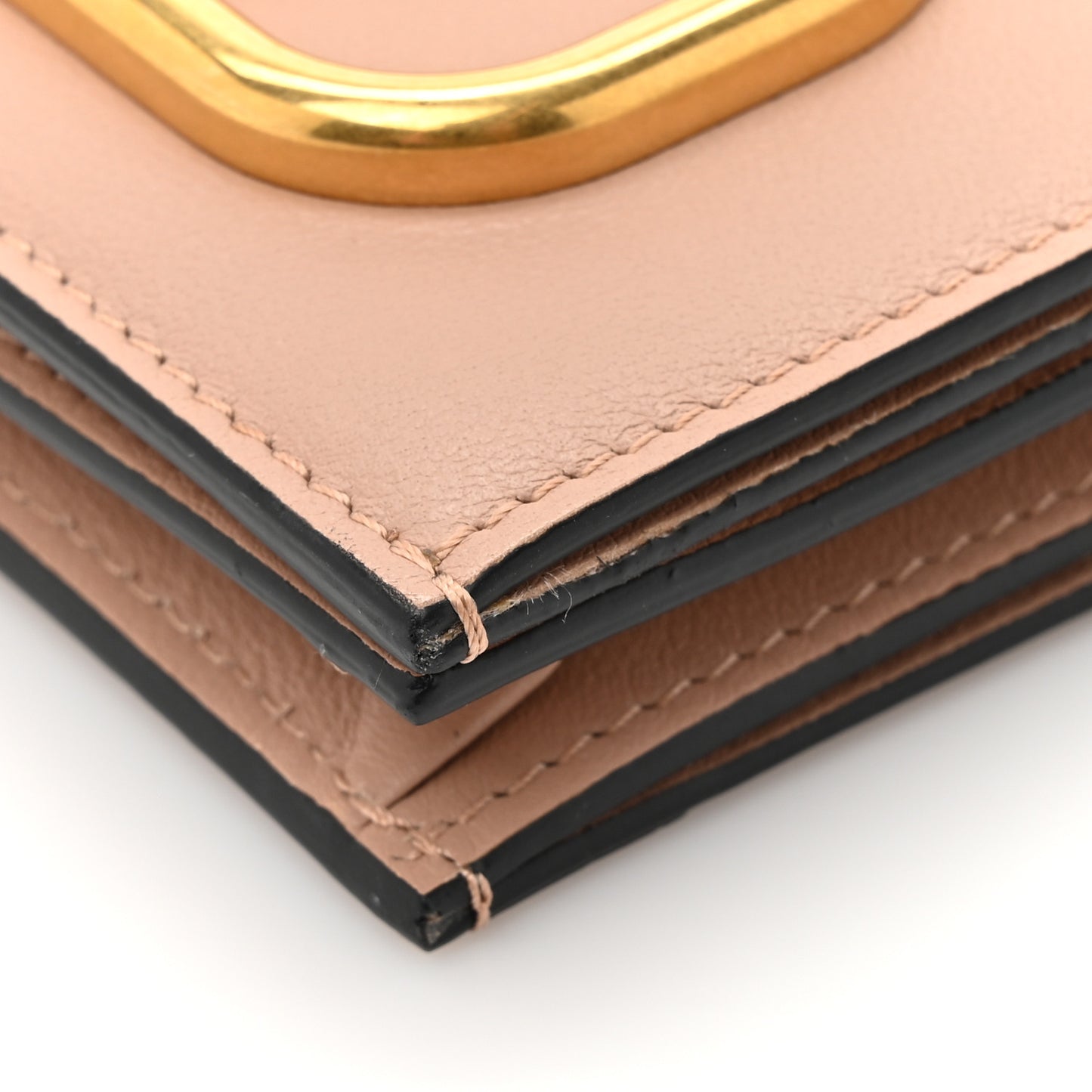 Calfskin Vlogo French Flap Wallet Rose Cannelle