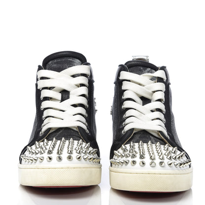 Christian Louboutin Calfskin Lurex Specchio Spikes Louis Orlato Flat Sneakers 37.5 Black Silver 2 of 7