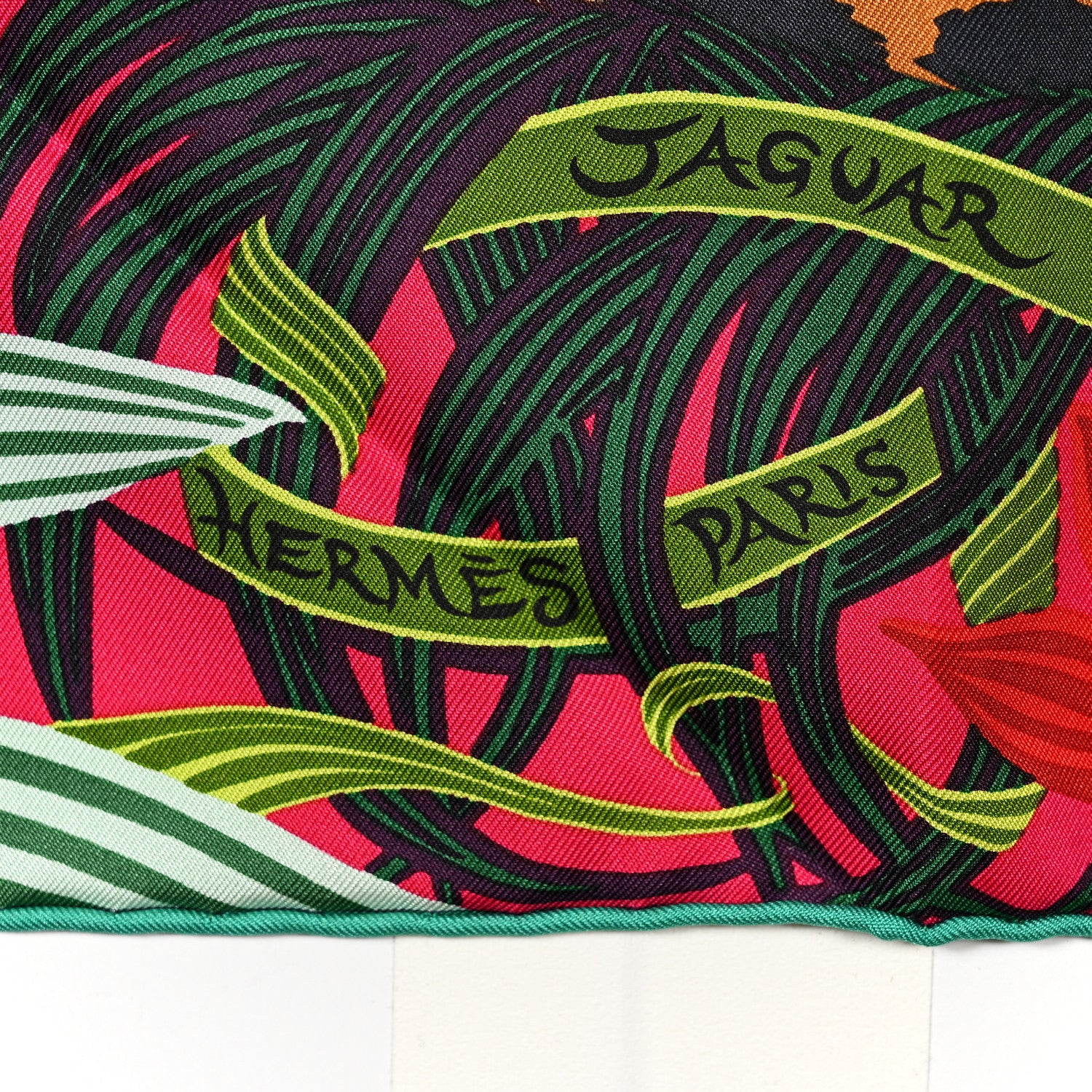 Hermes Silk Jaguar Quetzal Scarf 90 Rose Vert Camel 2 of 5