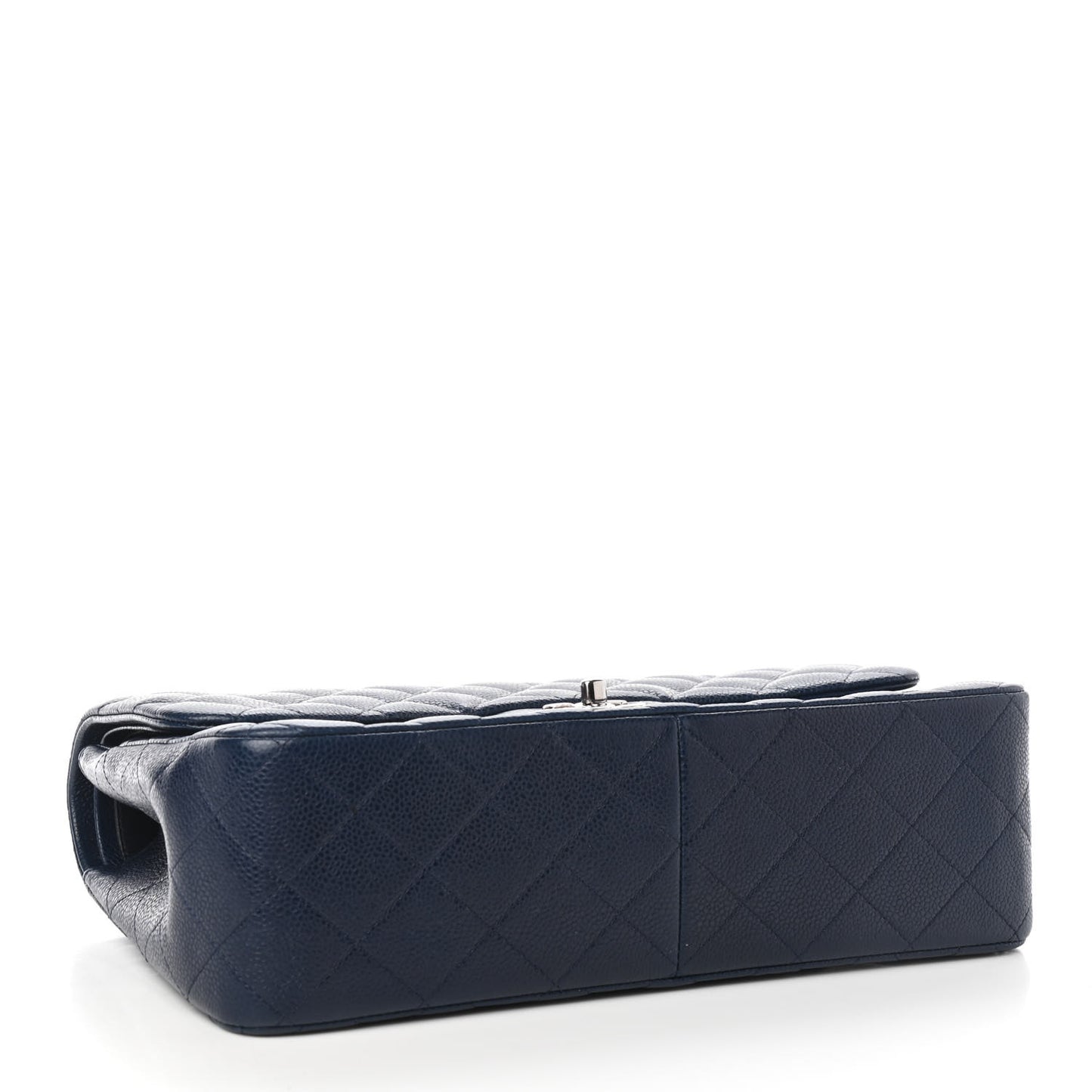 Caviar Quilted Jumbo Double Flap Navy Blue