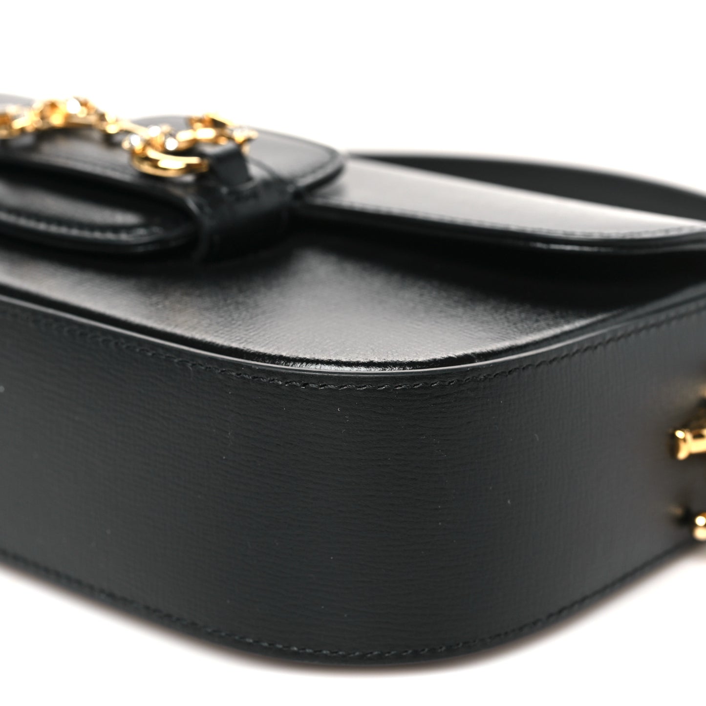 Azalea Calfskin Crystal Small Horsebit 1955 Bag Black