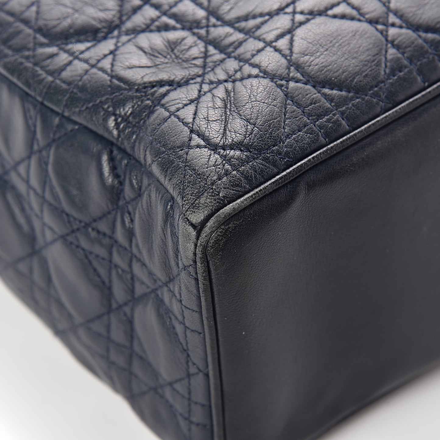 Lambskin Cannage Large Soft Lady Dior Shopping Tote Navy Blue
