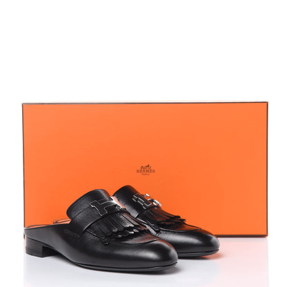 Hermes Goatskin Rivoli Mules 35 Black 9 of 9