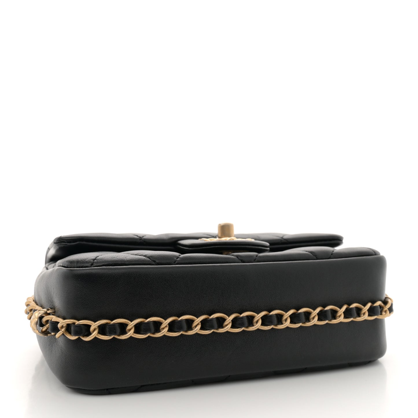Lambskin Quilted Chain Around Mini Flap Bag Black