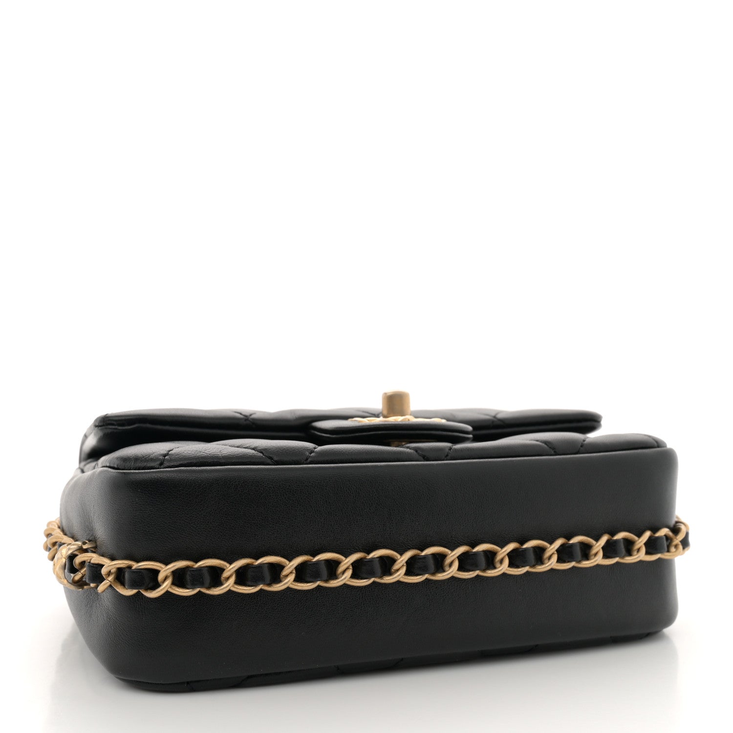 Chanel Lambskin Quilted Chain Around Mini Flap Bag Black 4 of 10