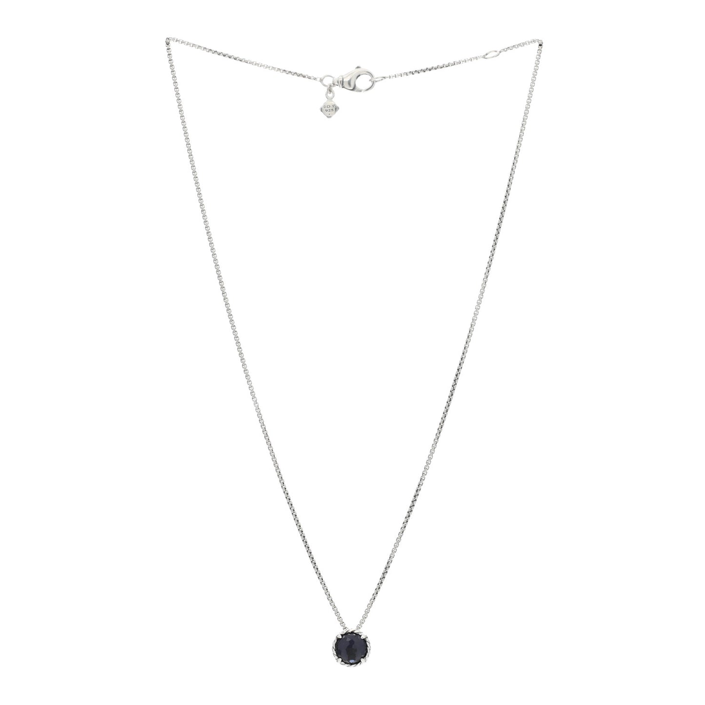Sterling Silver Black Orchid 8mm Petite Chatelaine Pendant Necklace