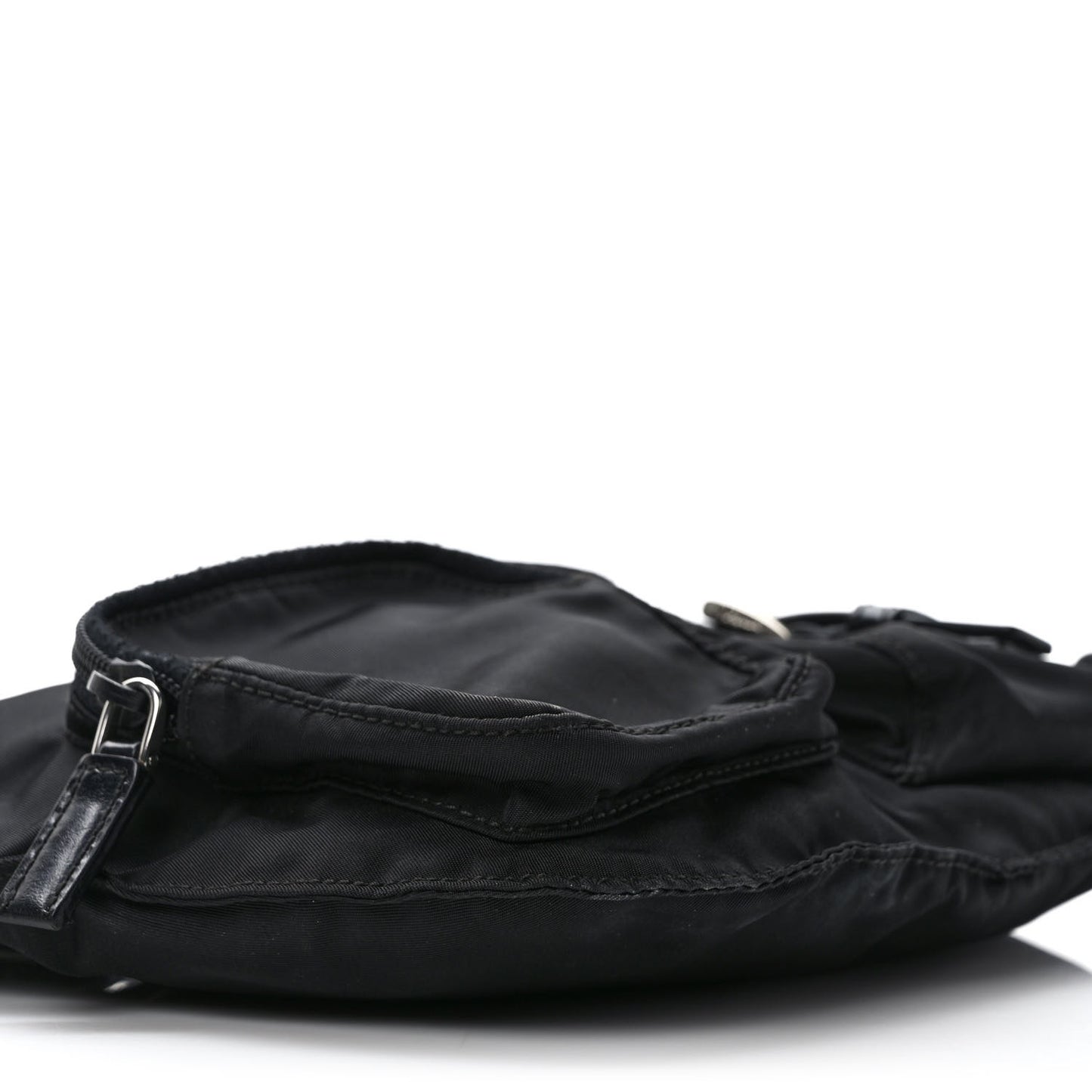 Tessuto Nylon Soft Calfskin Sling Belt Bag Black