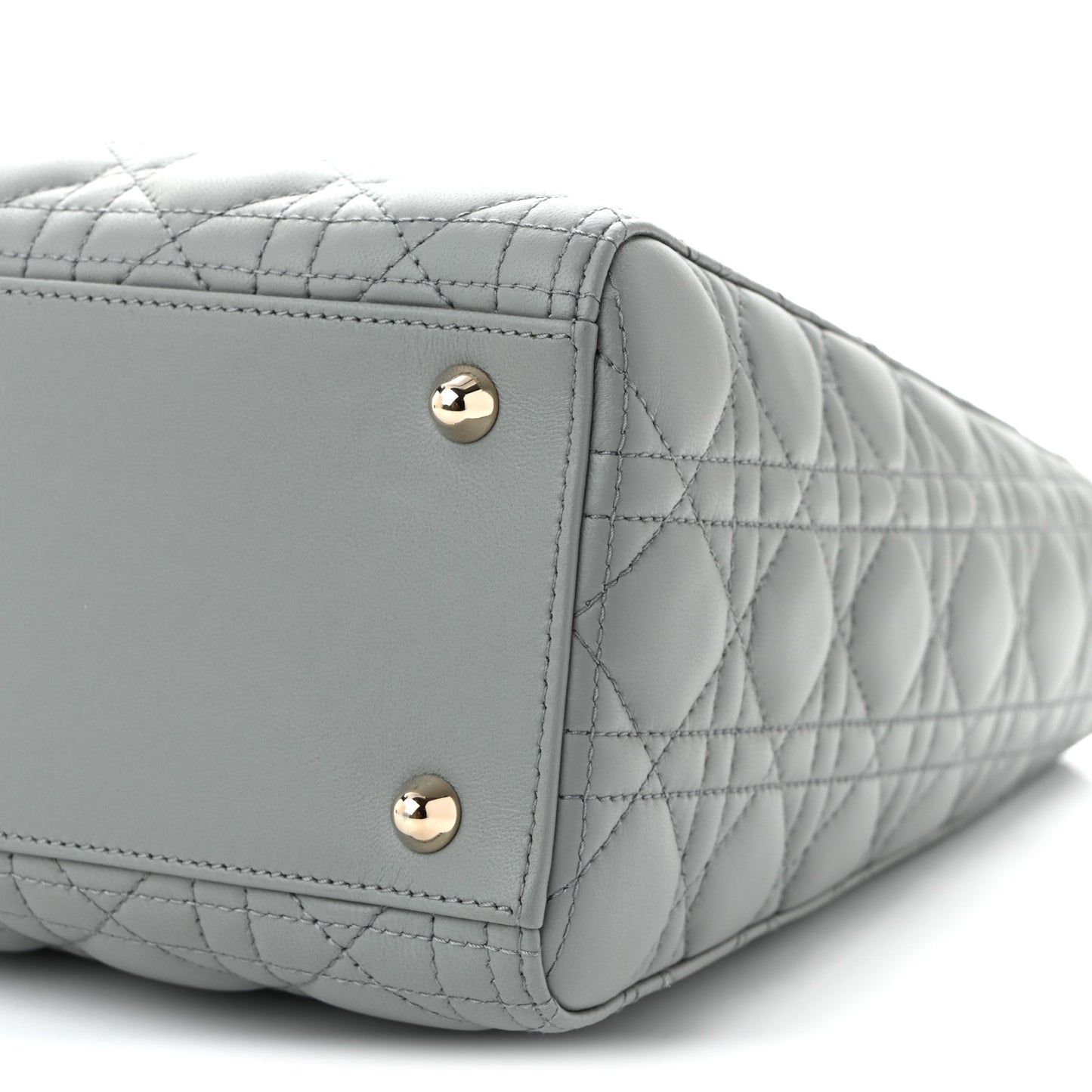 Lambskin Cannage Large Lady Dior Stone Grey