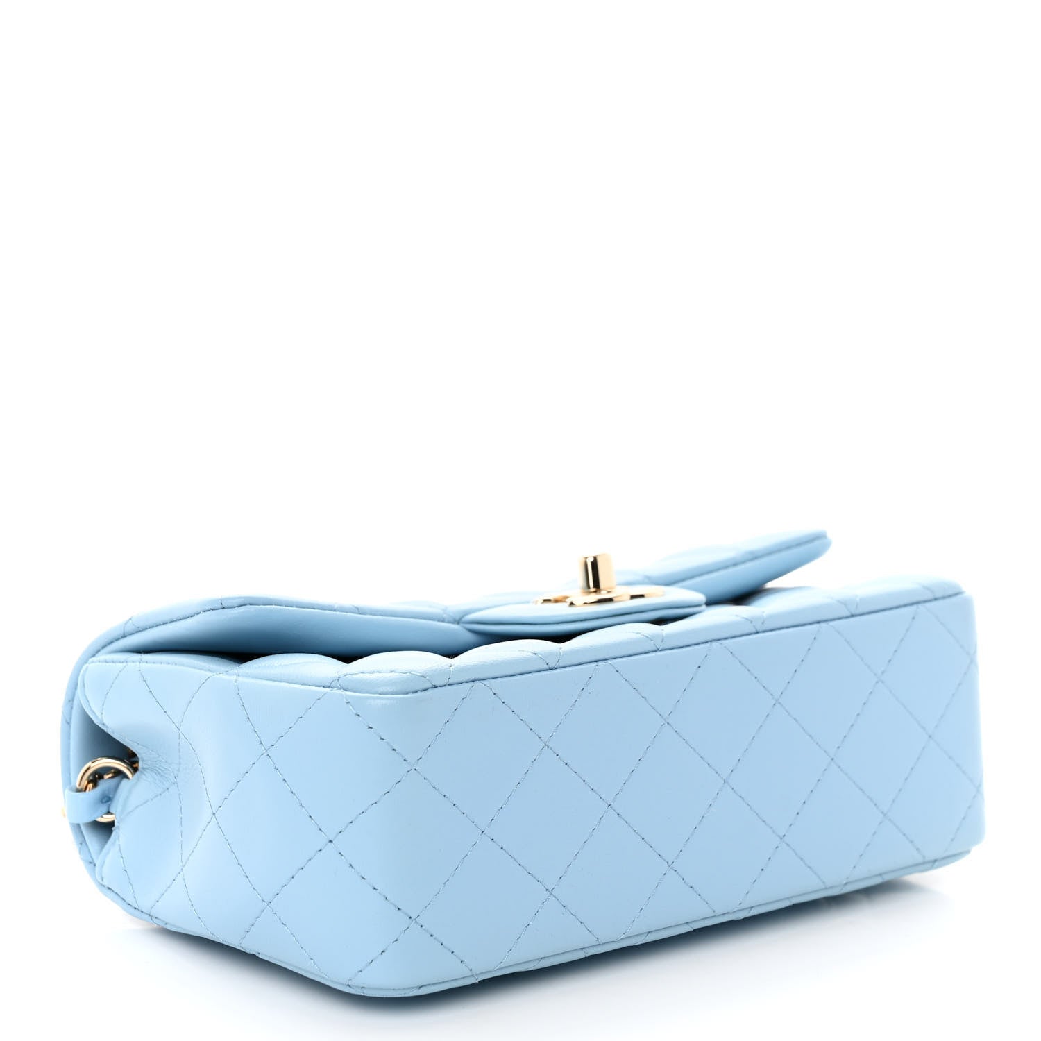 Chanel Lambskin Quilted Mini Rectangular Flap Light Blue 4 of 11