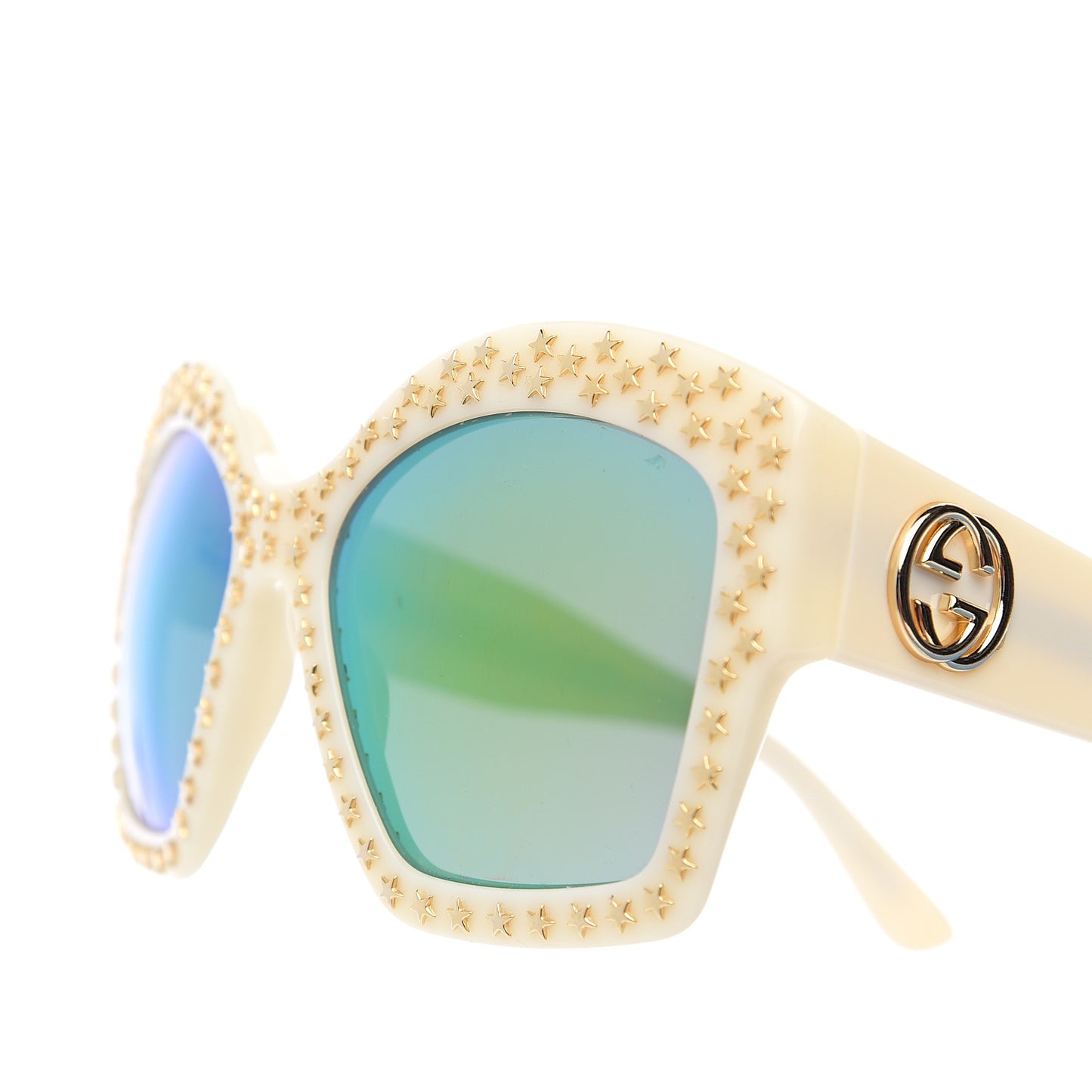 Square Frame Star Sunglasses GG 3870/S Ivory Gold