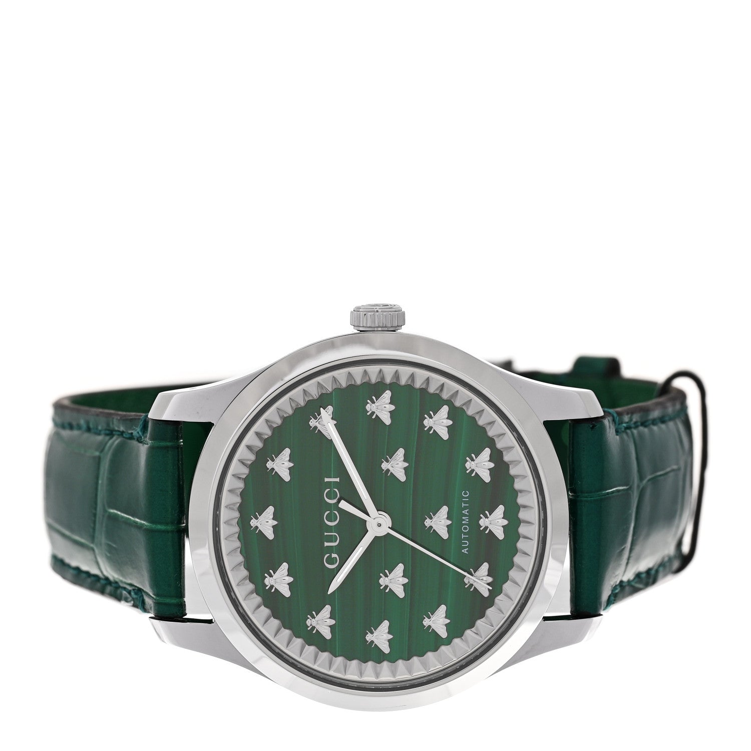 Gucci Stainless Steel Alligator Malachite 38mm G-Timeless Bee Automatic Watch 2 of 5