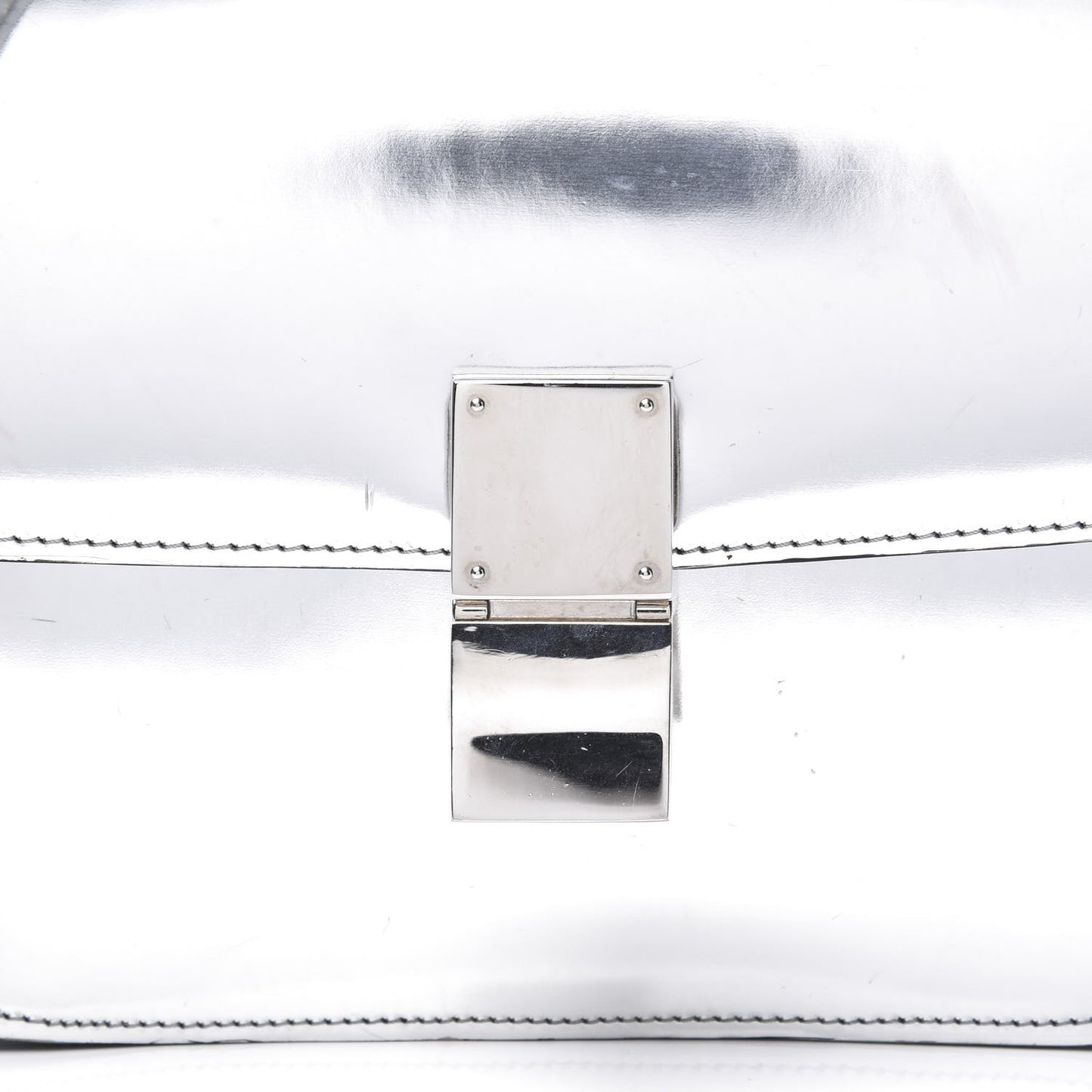 Mirror Box Calfskin Medium Classic Box Flap Bag Silver