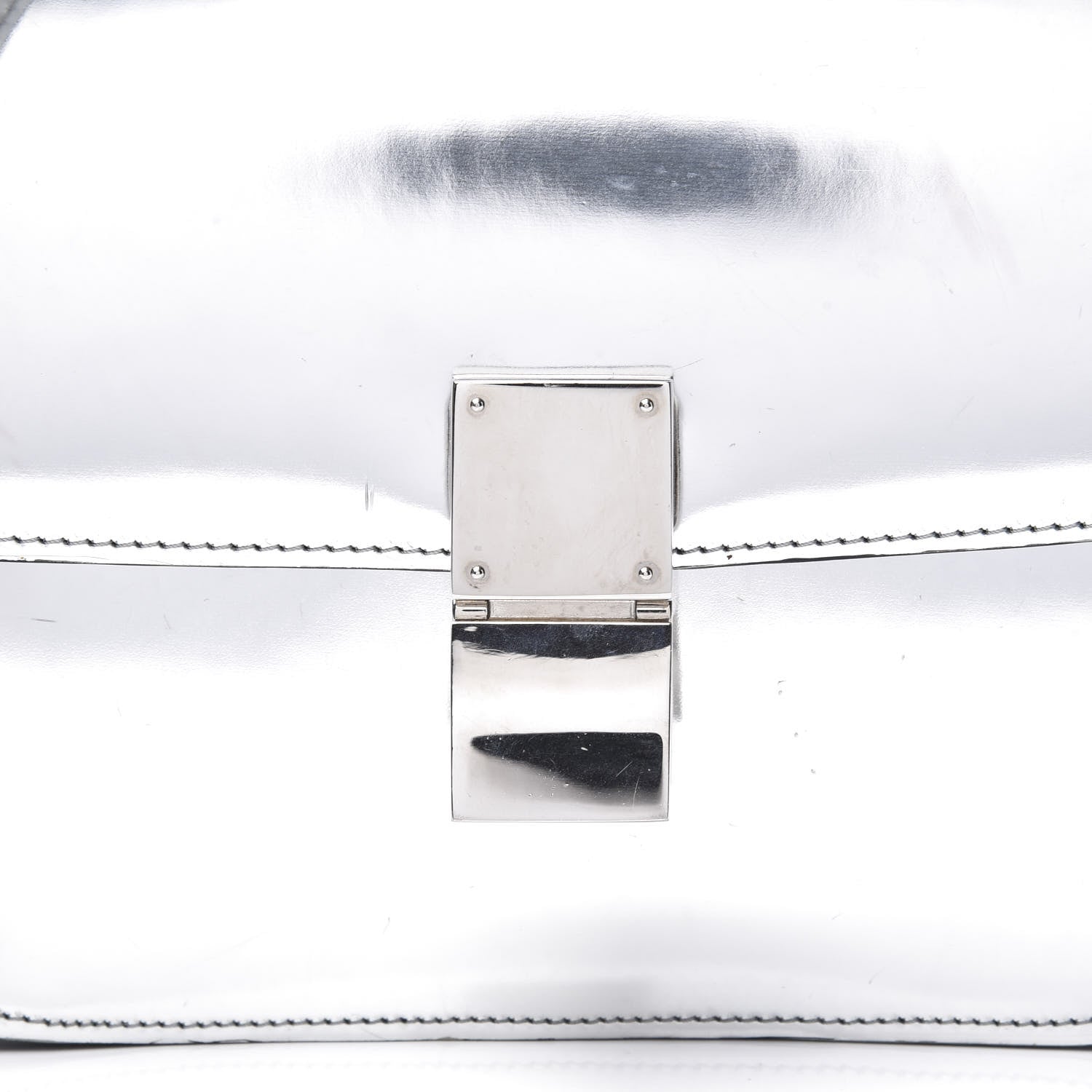 Celine Mirror Box Calfskin Medium Classic Box Flap Bag Silver 12 of 12