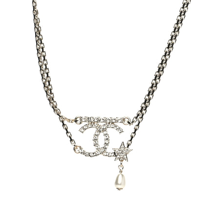 Chanel Pearl Crystal CC Star Choker Necklace Gold 1 of 5
