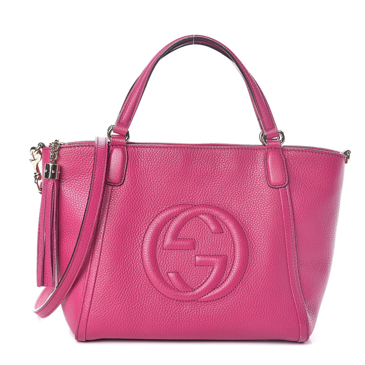 Pebbled Calfskin Small Soho Top Handle Bag Bright Bougainvillea