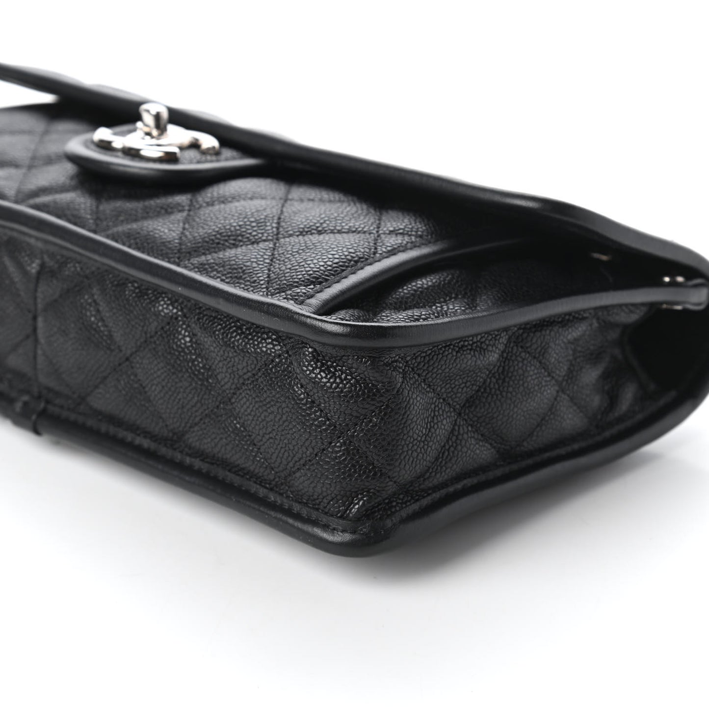 Caviar Quilted Medium French Riviera Flap Black
