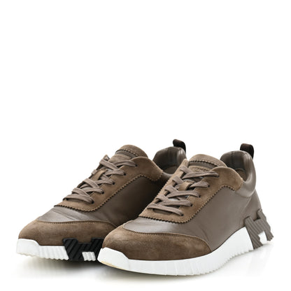 Hermes Goatskin Suede Goatskin Mens Bouncing Sneakers 43.5 Etoupe 4 of 11