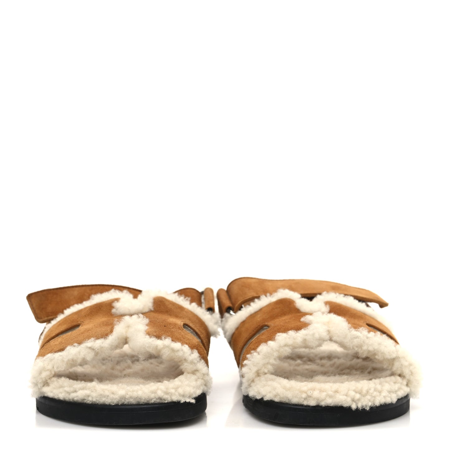 Suede Goatskin Woolskin Womens Chypre Sandals 37 Brun Fume Ecru