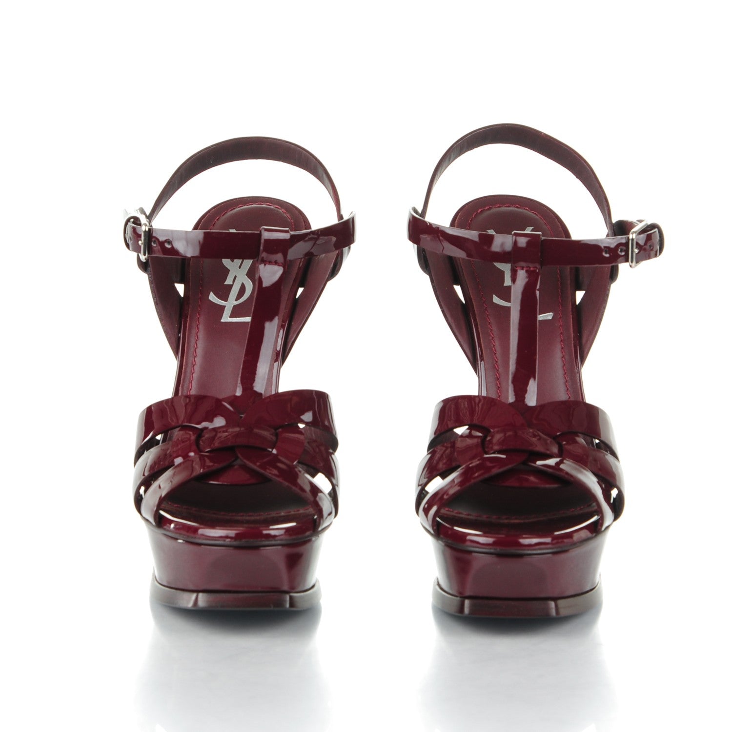 Saint Laurent Patent Tribute 105 Platform Sandals 35.5 Bourgogne 2 of 7