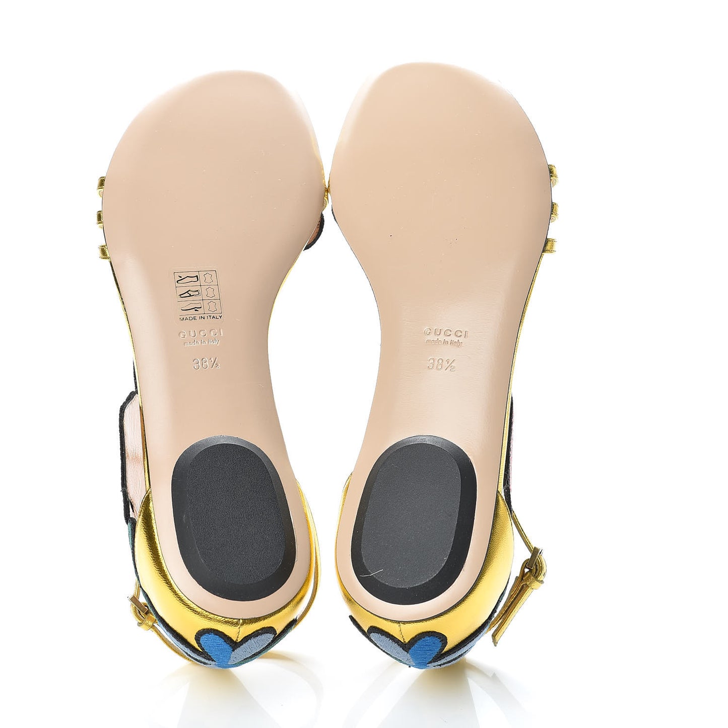 Metallic Nappa Ophelia T-Strap Flat Sandals 38.5 Gold