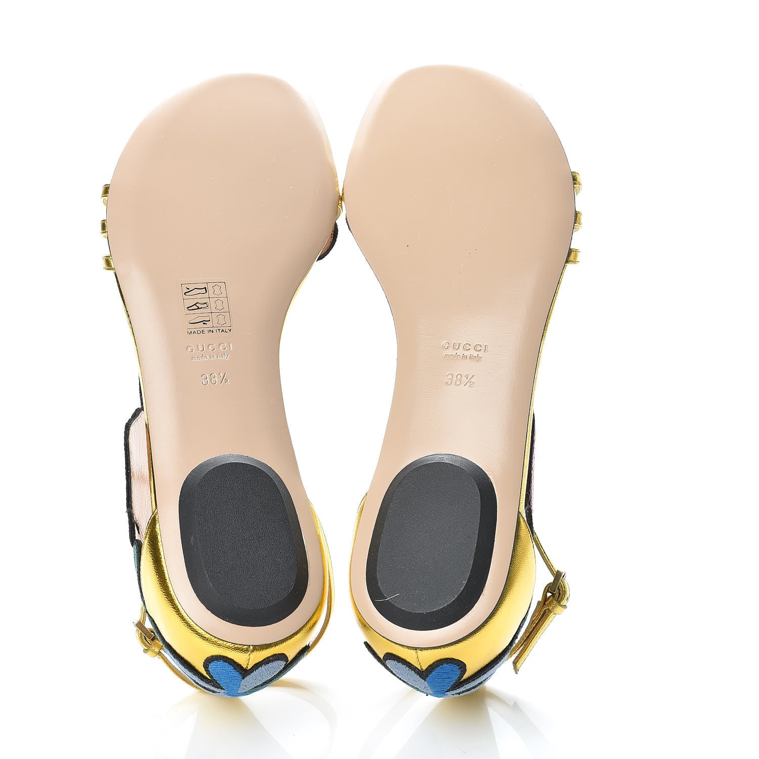 Gucci Metallic Nappa Ophelia T-Strap Flat Sandals 38.5 Gold 5 of 9