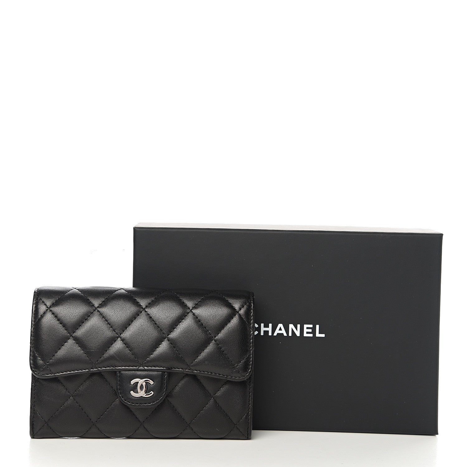 Chanel Lambskin Quilted Small Flap Wallet Black 8 of 8