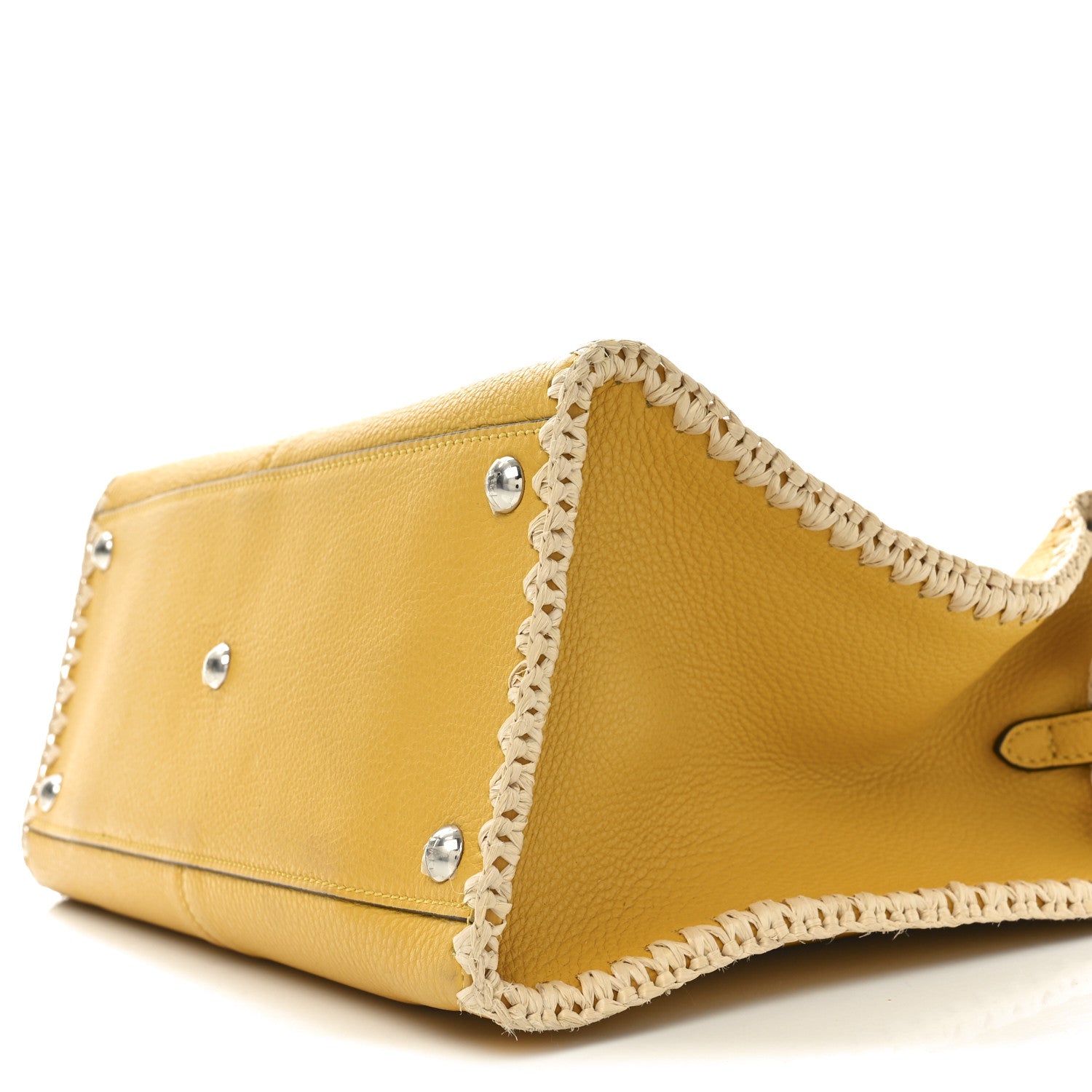 Fendi Cuoio Romano Selleria Raffia Bi-Color Woven Medium Peekaboo X-Lite Sunflower Paglia 8 of 8
