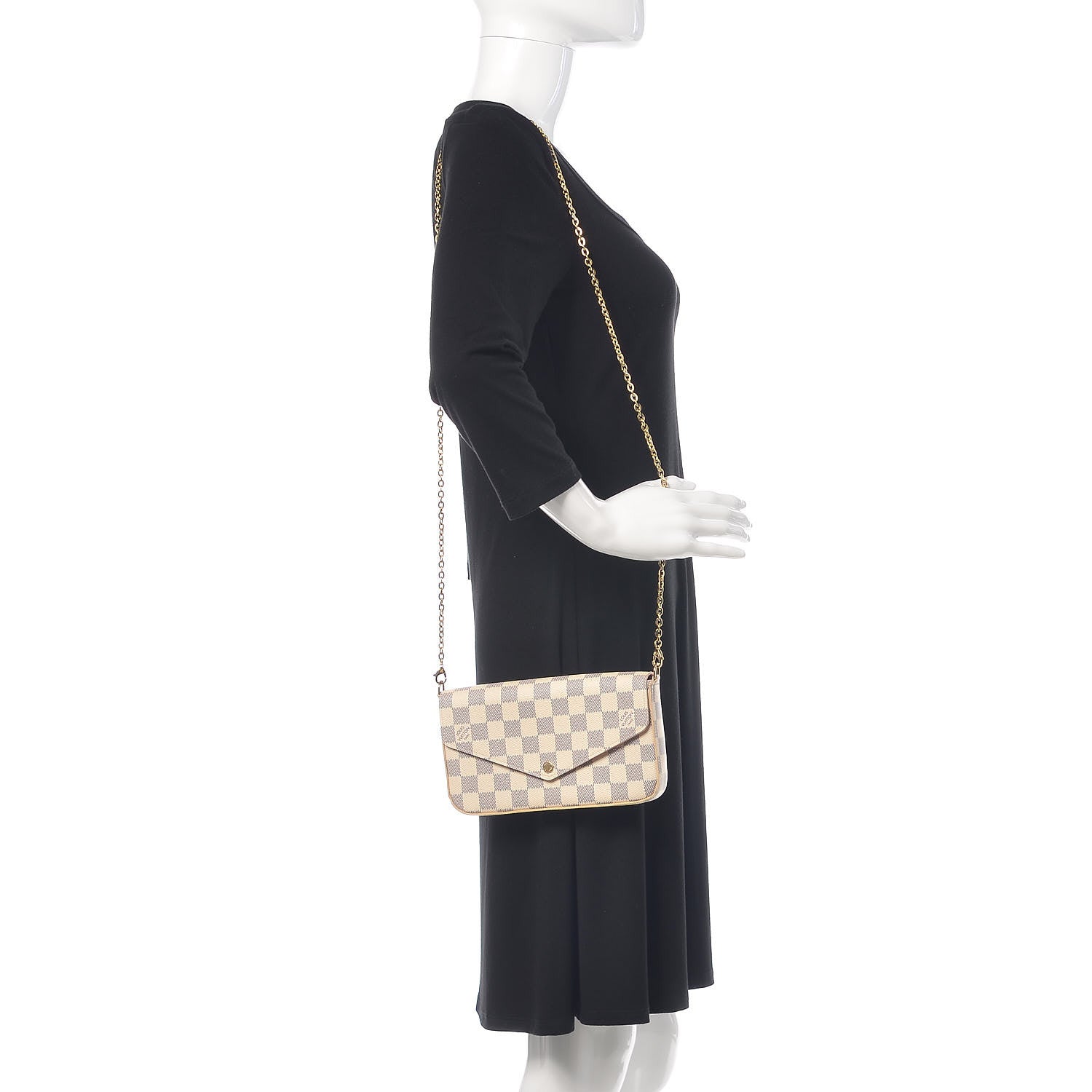 Louis Vuitton Damier Azur Pochette Felicie Chain Wallet Rose Ballerine 2 of 13