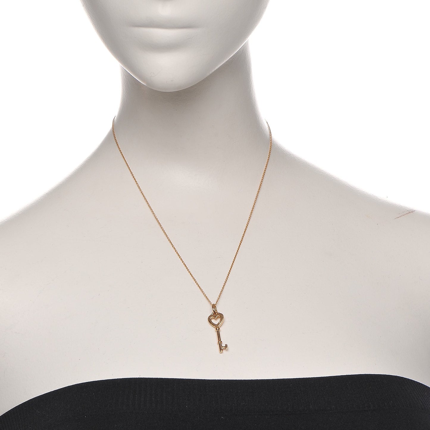 18K Yellow Gold Mini Heart Key Pendant Necklace