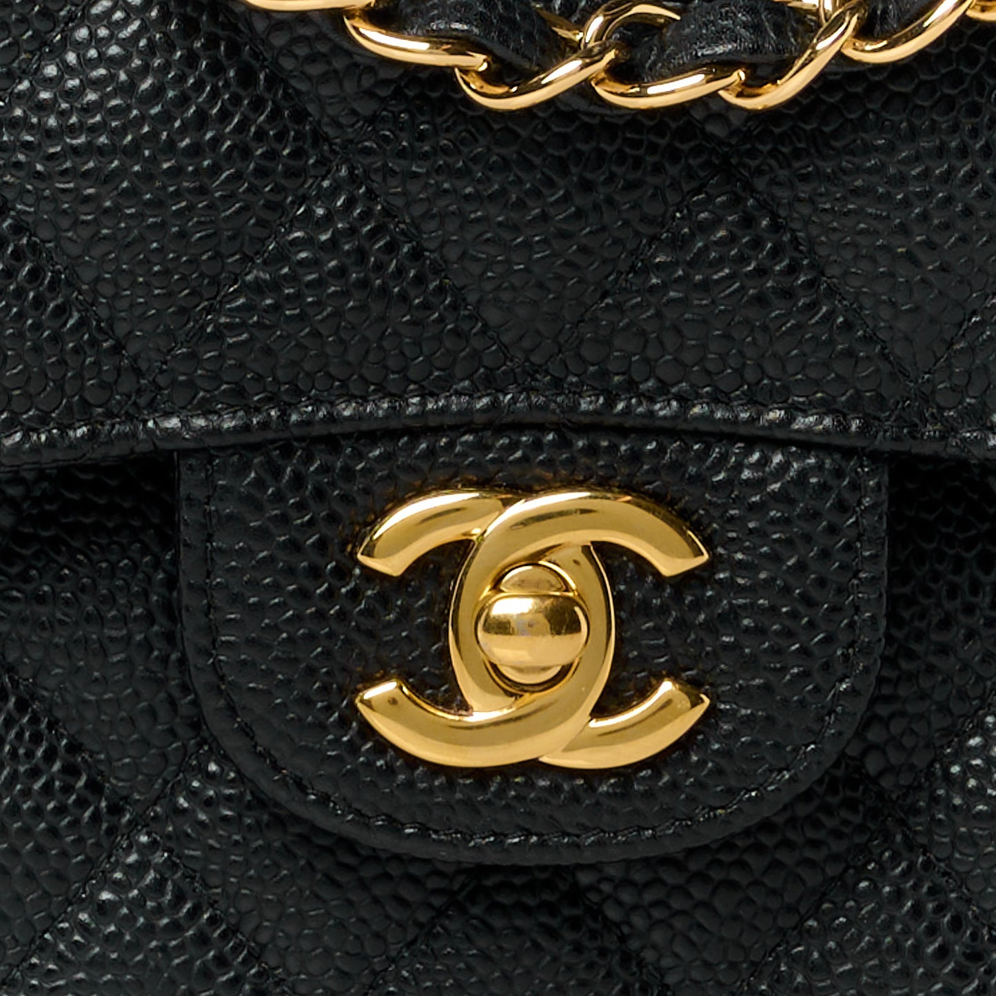 Caviar Quilted Medium Double Flap Black