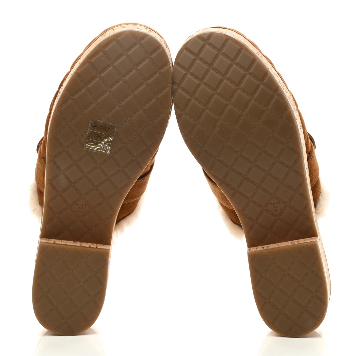 Chanel Suede Calfskin Shearling Turn Lock Clogs 38 Brown 5 of 8
