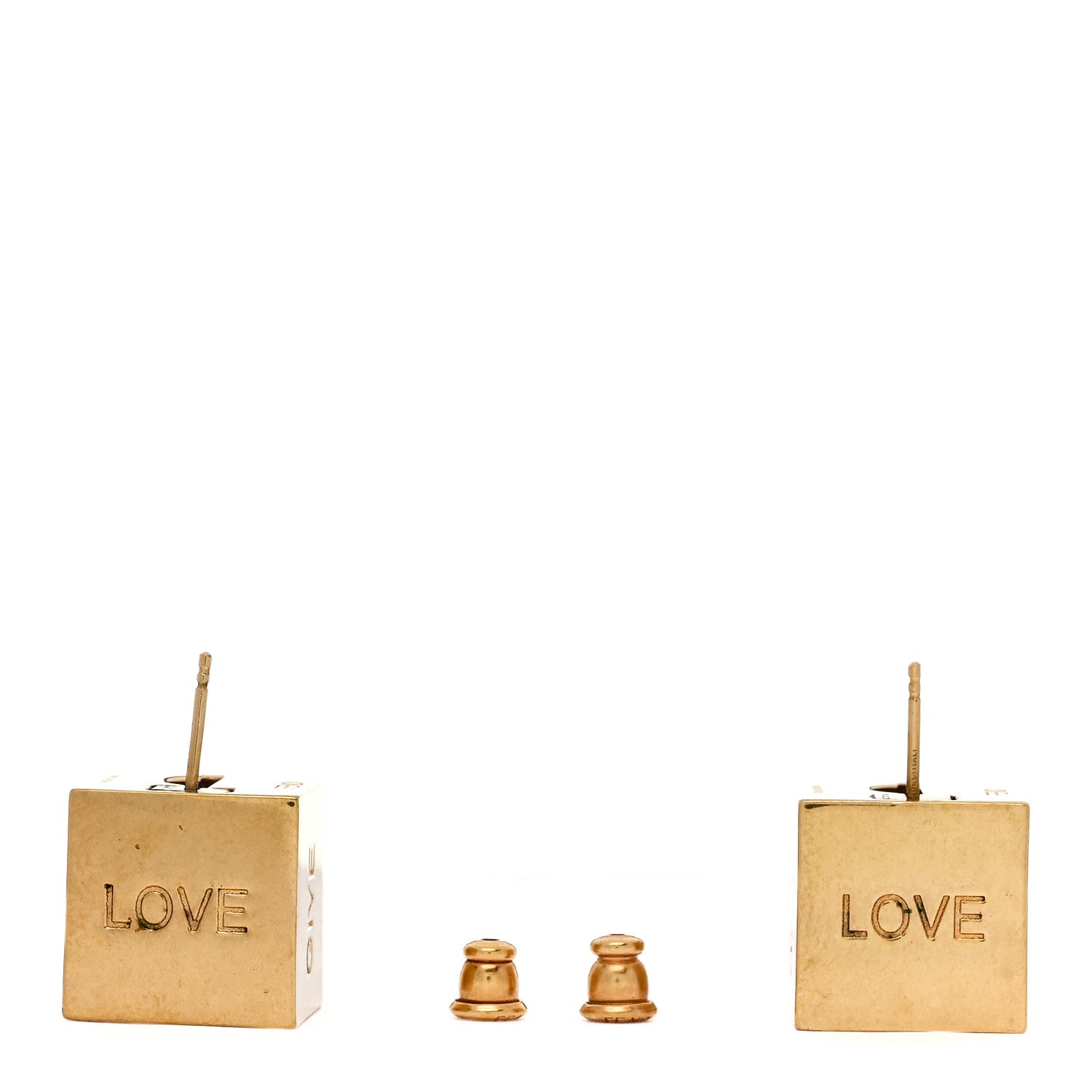 Fendi Metal Cube Earrings Gold 3 of 4