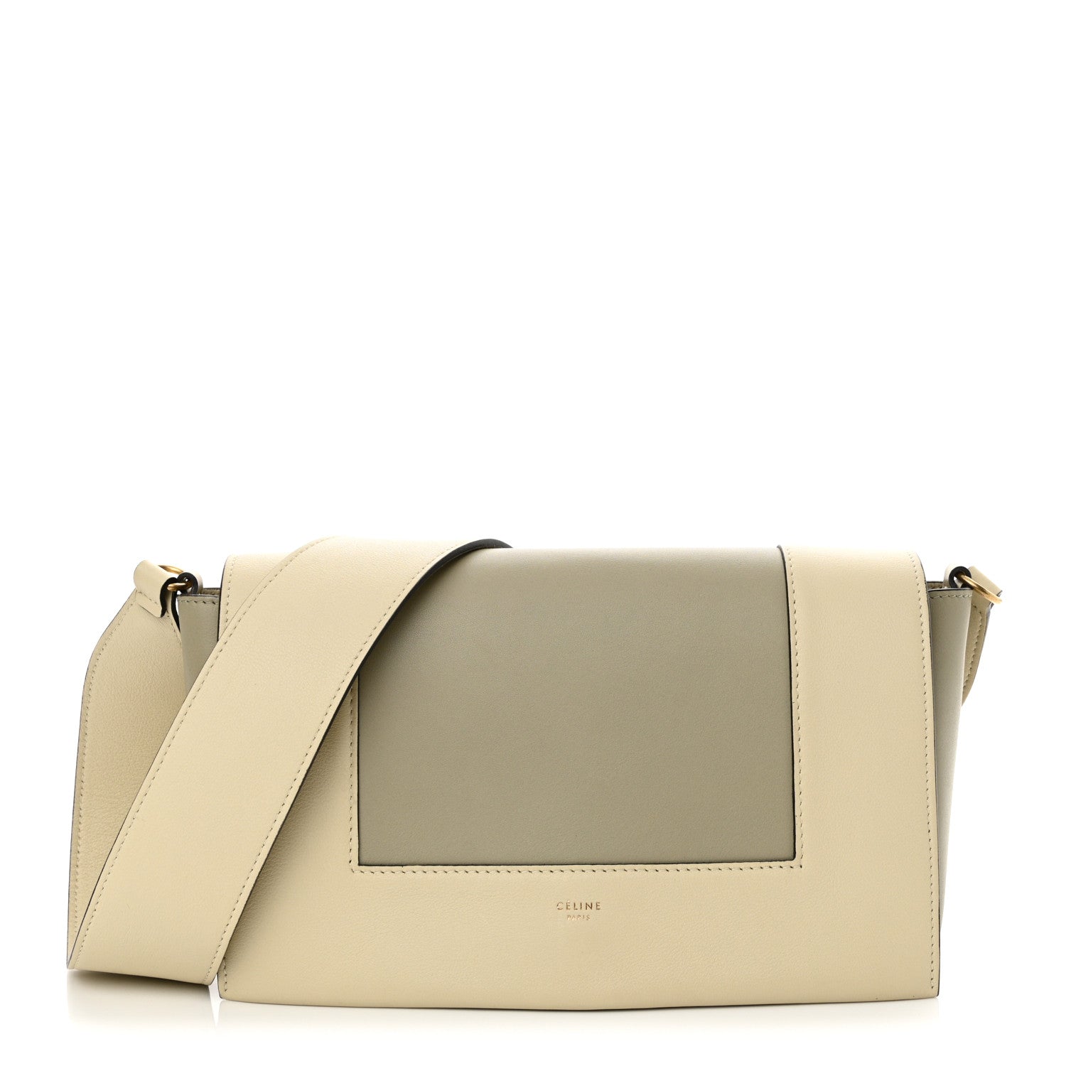 Celine Shiny Smooth Calfskin Medium Frame Shoulder Bag Chalk Mastic 1 of 10