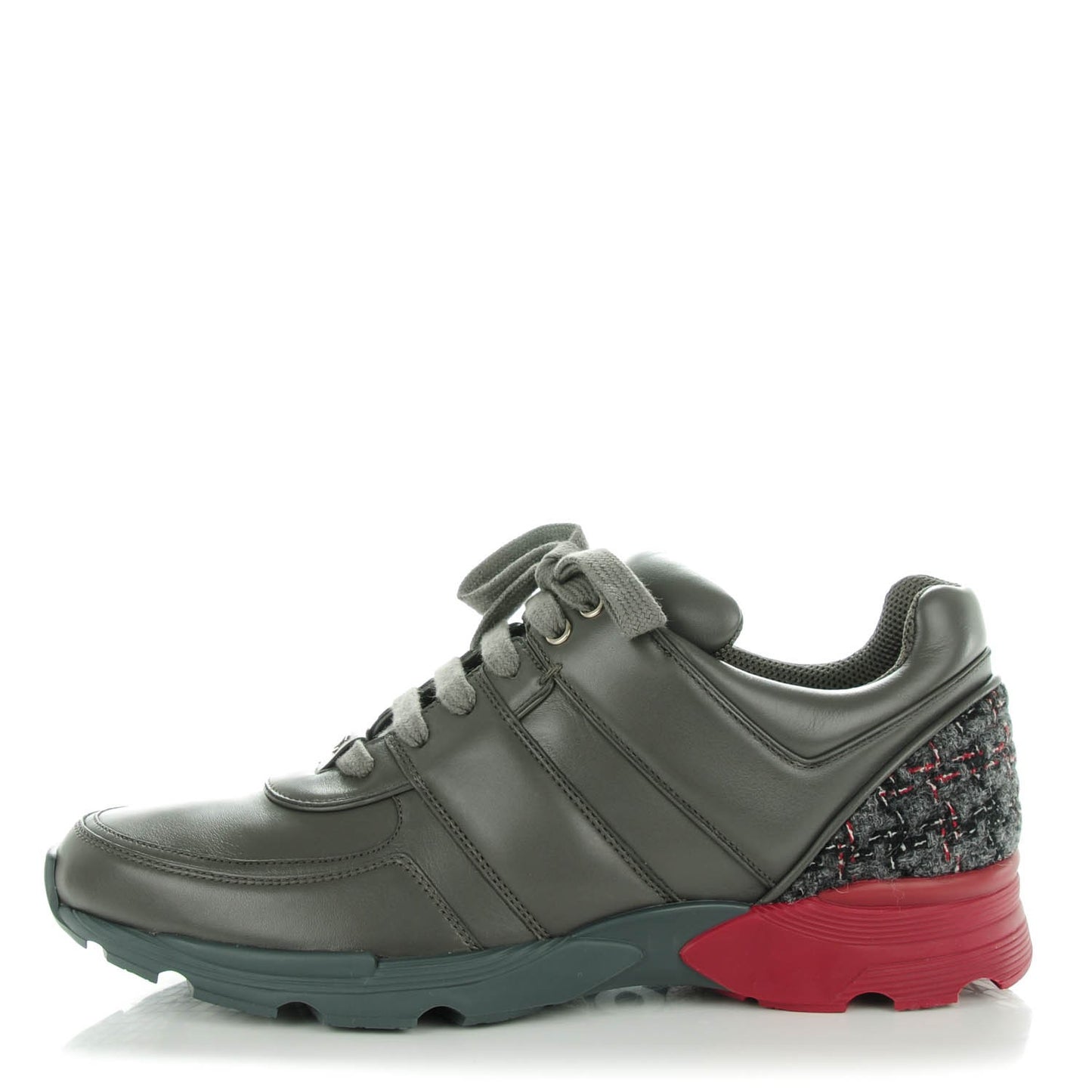 Calfskin Tweed Sneakers 43 Grey Black