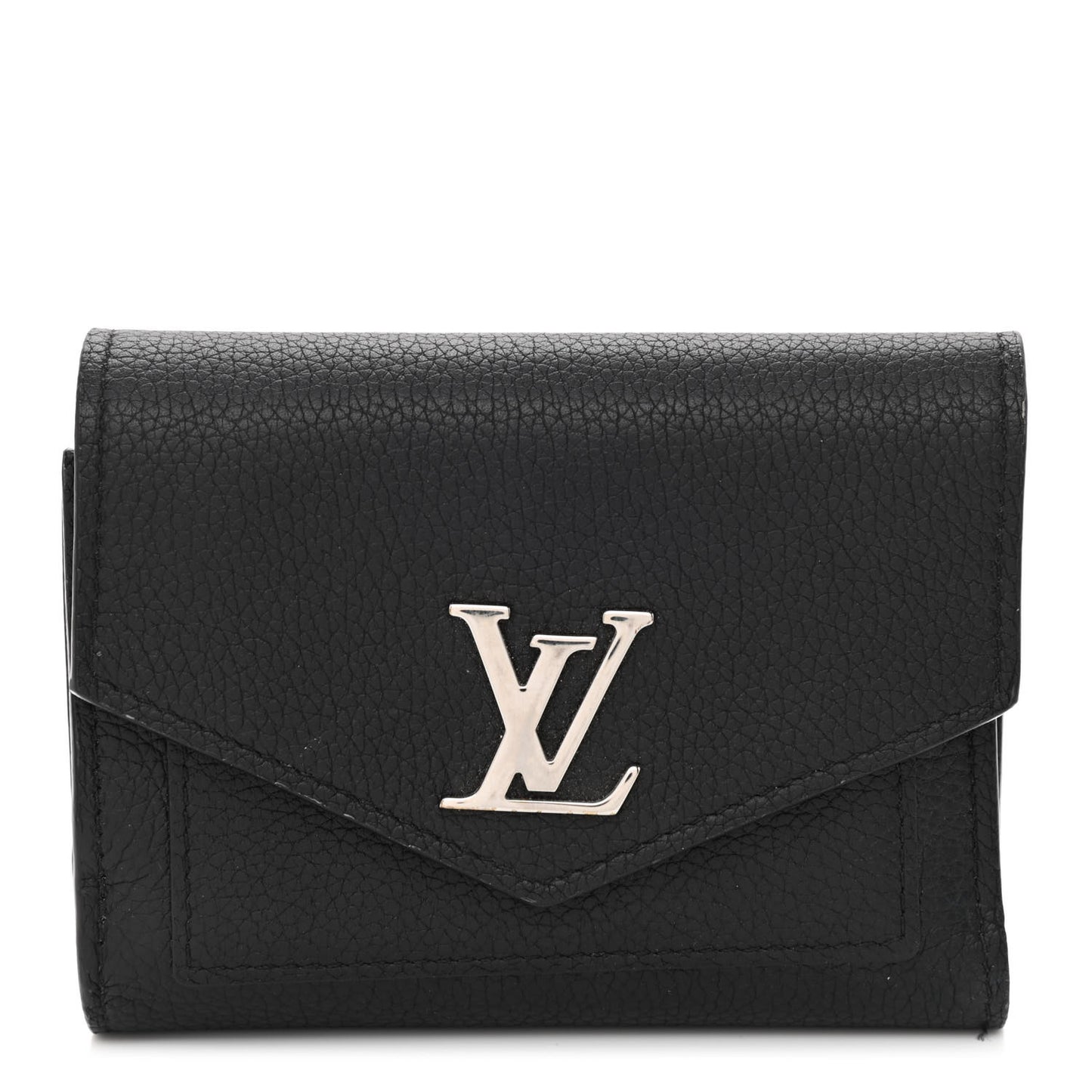 Soft Calfskin My Lockme Compact Wallet Black