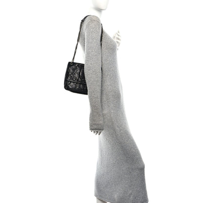 Saint Laurent Crinkled Calfskin Matelasse Monogram Baby Niki Chain Satchel Black 2 of 10