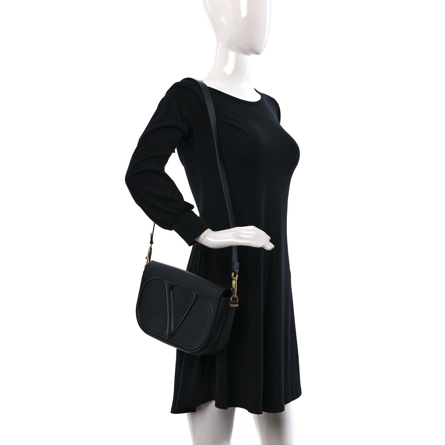 Valentino Garavani Calfskin VLogo Walk Shoulder Bag Black 2 of 9