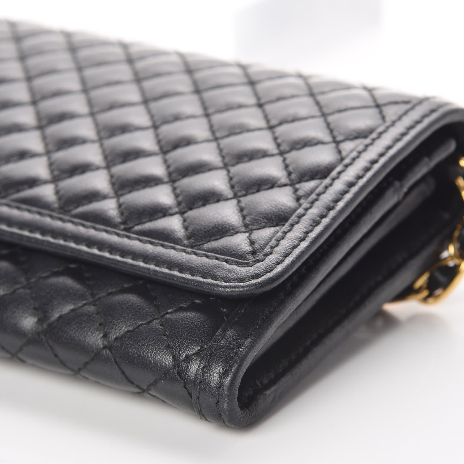 Prada Soft Calfskin Quilted Chain Wallet Black 7 of 10