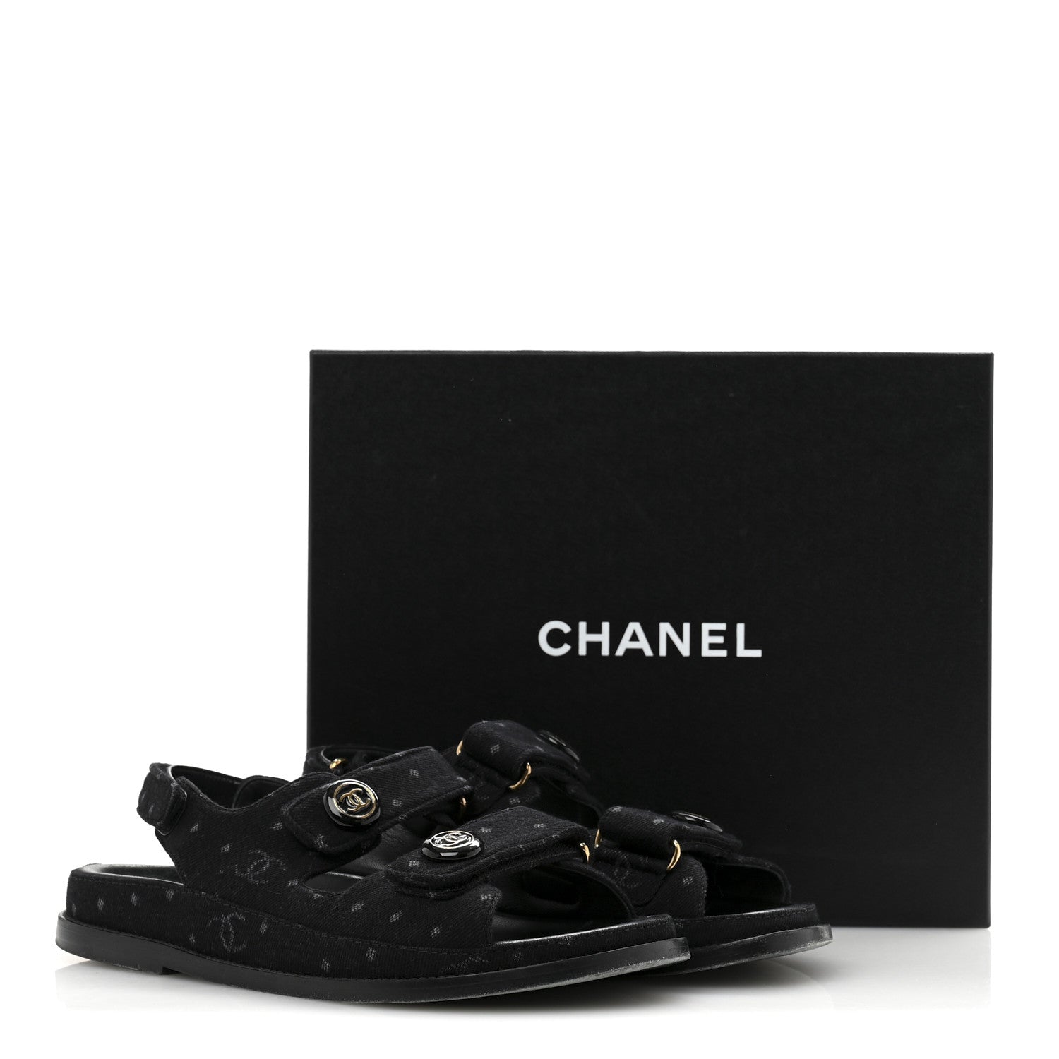 Chanel Denim Printed Dad Sandals 39 Black 12 of 12