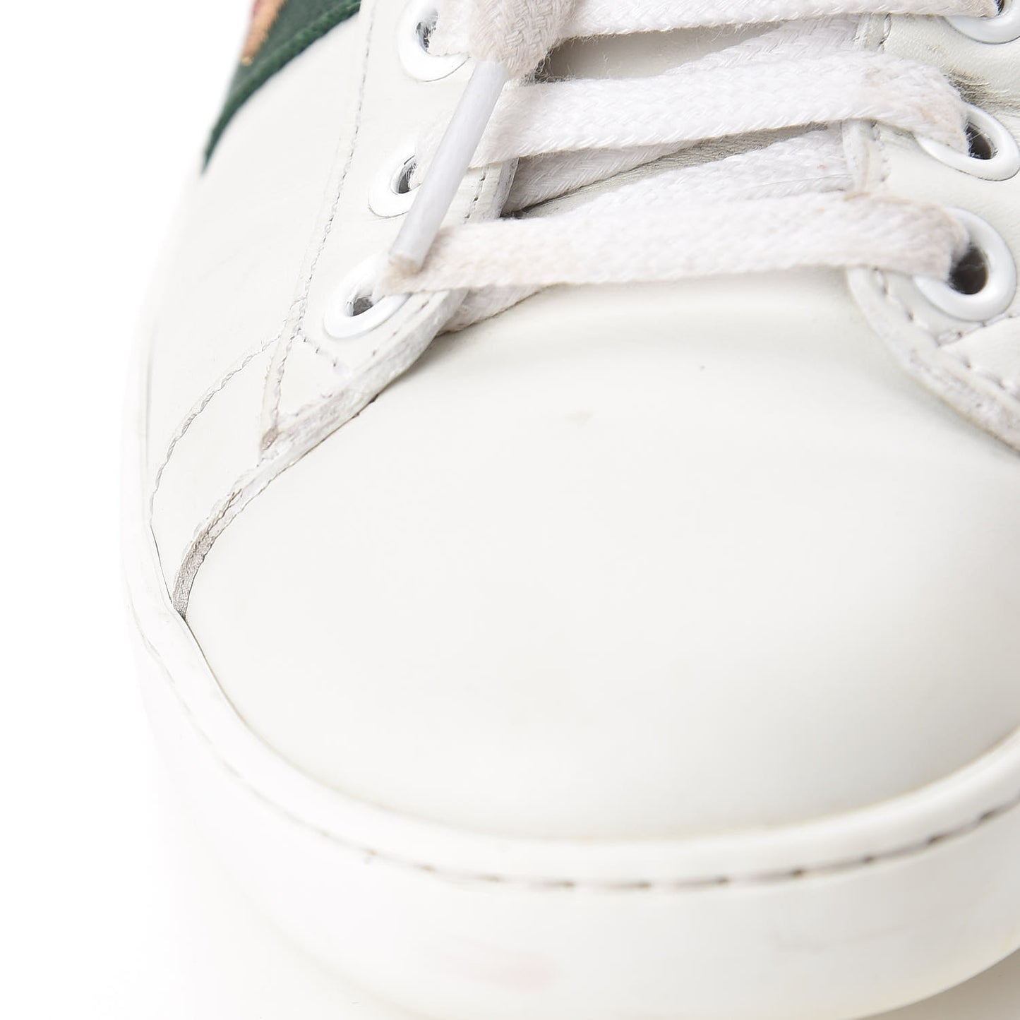 Calfskin Ayers Bee Embroidered Womens Ace Sneakers 36 White Green