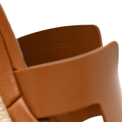 Hermes Goatskin Elda Espadrille Wedge Sandals 37 Natural 8 of 9