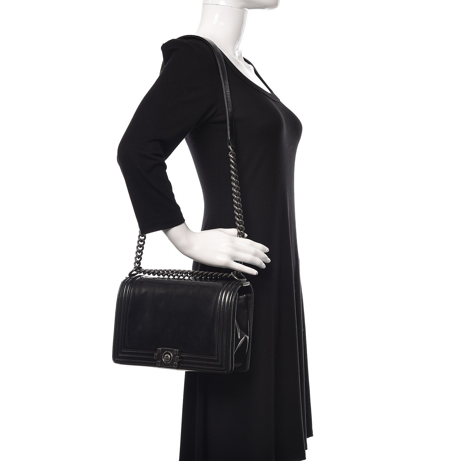 Chanel Glazed Calfskin Large Boy Flap Black 2 of 11